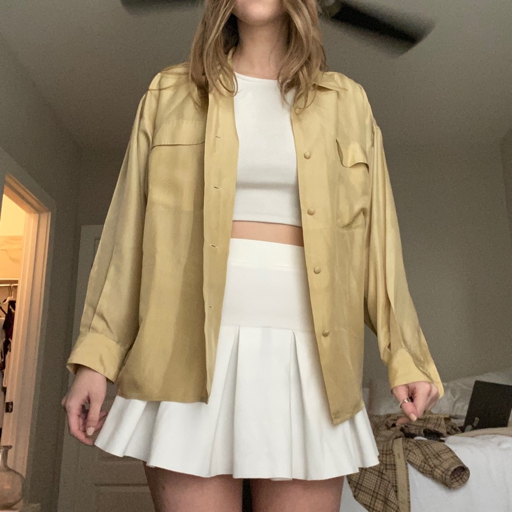 CHAMPAGNE SILK collared shirt